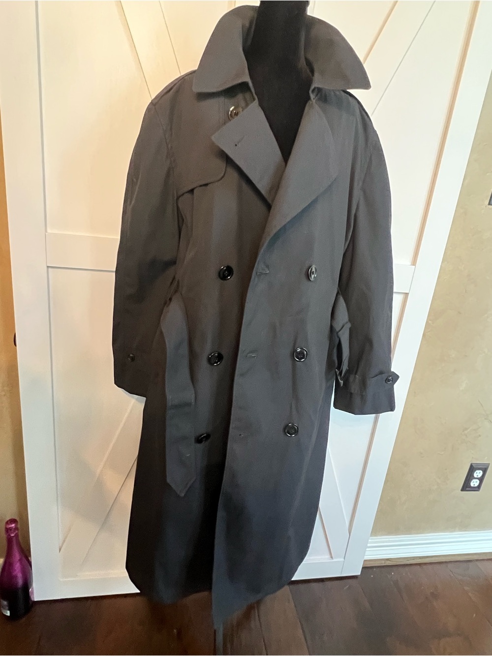 Men's Double-Breasted Trench Coat - Black